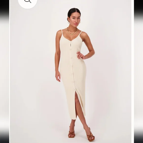JLUXLABEL | Dresses | Jluxlabel Button Front Ribbed Knit Bodycon Dress Cream  Sz M | Poshmark